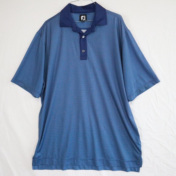 FootJoy Other - FootJoy Polo Shirt Mens Large Performance Golf Flex Blue Geometric Short Sleeve